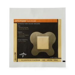 Medline Optifoam Sacrum Adhesive Foam Wound Dressing, 6.1" x 5.5", in Educational Packaging, 1 EA (MSC1065EPH)