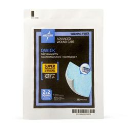 Medline Qwick Nonadhesive Dressing with Aquaconductive Technology, 2" x 2", 1 EA (MSC5822H)