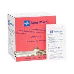 Medline SensiCare Sterile Powder-Free Stretch Vinyl Exam Gloves, Pairs, Size M, 50/BX (484406Z)