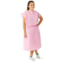 Medline Sleeveless Tape Tab Neck and Waist Tie Multilayer Patient Gown, Pink, Size Regular/Large, 50/CS (NON27048)