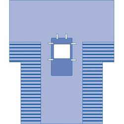 Medline Sterile Laparoscopic Abdominal Drape with 20" x 36 Absorbent Reinforcement and 12" x 13" Fenestration with Adhesive, 102" x 121" x 77", 12/CS