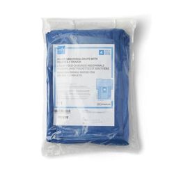Medline Sterile Major Abdominal Drape 14" x 12" Fenestration with Adhesive and Two 11" x 30" Fluid Collection Pouches with Hook-and-Loop Closure, 102"