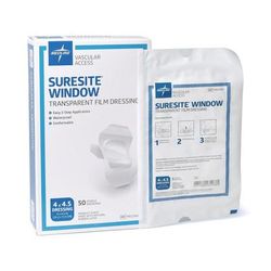 Medline SureSite Window Transparent Film Dressings, 4" x 4.5", 50/BX (MSC2304)