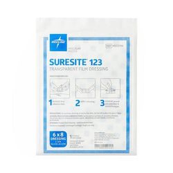 Medline SureSite123 Transparent Dressing, 6" x 8", 100/CS (MSC2706)
