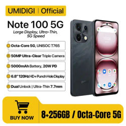 UMIDIGI Note 100 5G Android 14 смартфон Octa-Core 5G 6.8"120Hz HD+ 50MP+16MP Camera 8GB 256GB/6GB 128GB 20W Charger телефоны