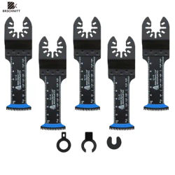 BRSCHNITT Japanese Tooth Oscillating Saw Blades 5PCS Extra-Long Reach Arc Edge CRV Clean Cut for Wood Plastic Multitool Blades
