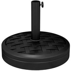 TEMU 18kg Concrete Parasol Base With Rattan Effect, Heavy Duty Round Umbrella Stand, 45cm Dia. Garden Parasol Stand For 38mm, 48mm Poles, Black