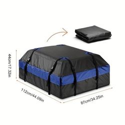 TEMU Car Roof Duffel Bag, 15 Cubic Feet Waterproof Roof Duffel Bag Blue For All Cars With/without Luggage Racks Folding Self-driving Gear