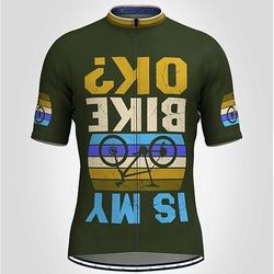 Per uomo Maglia da Ciclismo Grafico Lettere Numeri Manica Corta Bicicletta Top con 3 tasche posteriori Mountain Bike MTB Ciclismo su strada Asciugatura Rapida Strisce Riflettenti Tasca Posteriore