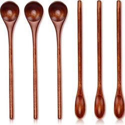 TEMU 6pcs Wooden Spoons Set, Multipurpose Mini Stirring Spoons, Honey , Tasting Spoon, Ideal For Wedding Gift Baskets, With Gift