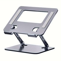 TEMU Adjustable & Portable Laptop Stand – Foldable Riser For 10-15.6 Inch Devices, With Adjustable Height & Angle, Sturdy Carbon Steel Construction, Ventilated Cooling System, Grey