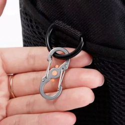 Camping Carabiner with Lock S Type Mini Keychain Hook Anti-Theft Outdoor Camping Backpack Buckle Key-Lock Camping Supplies