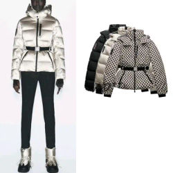 Warm Cotton Jaet Ski Suit with Belt Stand Collar Coat Polyester Fabric Long Sve Zipper Closure Color Commute Sle