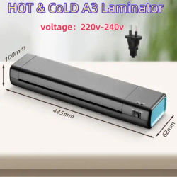 A3 A4 Laminating Machine Hot Cold Mode Photo Plastic Sealing Apparatus Automatic Small Office