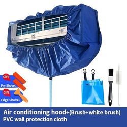 TEMU Universal 1.5p Thickened Air Conditioner Cleaning Hood With Water Collection Bag, Home Use Hanging Air Conditioner Cleaning Cover Kit, No Electricity Needed, Includes Pry Shovel And Edge Shovel