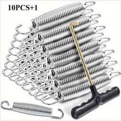 TEMU 11-pack Heavy-duty 5.5-inch Galvanized Steel Trampoline Replacement Springs With Spring Hook Tool For Outdoor Sports