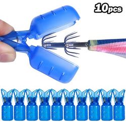 TEMU Hqzoomee 10pcs Blue Pvc Squid Jig Hook Covers - Fishing Lure Protector Caps, Safety Bonnets For , Plastic, Fishing Hook Cover, Large