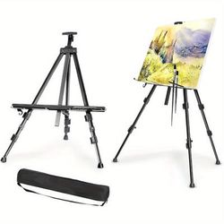 "TEMU Easel For Display, Adjustable Height 20" To 63" Tabletop & Easel, Metal Tripod Artist Easels Stand For Painting Canvas, Wedding Signs With Carry Bag - Black"