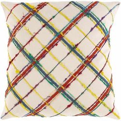 Caddens 22" Square Modern Cotton Beige/Blue/Mustard/Red/Rust/Brick Red/Rust Throw Pillow - Boutique Rugs