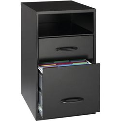 NuSparc 2 Drawer File Organizer Cabinet, 14.2" Width x 18" Depth x 24.5" Height, Black, Metal, Recycled (NPRVF318DDBK)