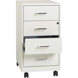 NuSparc 4 Drawer Mobile Storage Cabinet, 14.2" Width x 18" Depth x 26.5" Height, White, Painted Steel, Recycled (NPRVF418DMWE)