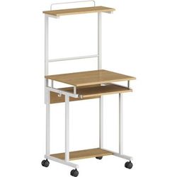 NuSparc Mobile Computer Workstation w/Keyb0ard Tray, Maple, White Top, 110 lb Capacity (NPRWS100AMME)