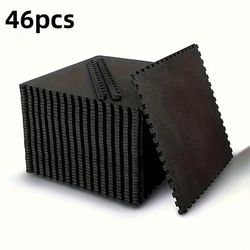 TEMU 46 Black Eva Interlocking Fitness Mats - Soft, Non-slip, And Waterproof, Ideal For Home Gyms, Workouts, And Body Sculpting.