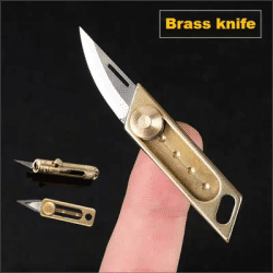 EDC Pocket Knife Mini Brass Retractable Knife Gift Dismantling Express Tool Push-pull Automatic Key Chain Pendant Paper Cutter