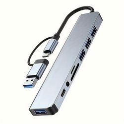 TEMU Usb Expander Dock, Usb Pc , Tf/sd Card Reader, 3.5mm Audio Output, Suitable For /ipad Pro/ Aluminum 4-port Usb Data Transmission