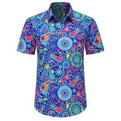 Retrò Vintage Anni '70 Camicia Camicia Aloha Hippie Paisley Costume Per uomo Mascherata Vacanza Feste Parata dell'Orgoglio Adulti Camicia