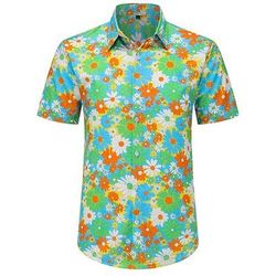 Retrò Vintage Anni '70 Camicia Camicia Aloha Hippie Floreale Margherita Costume Per uomo Vacanza Feste Parata dell'Orgoglio Adulti Camicia