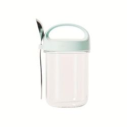 TEMU Glass Yogurt Cup With Seal, Large Mouth Jar For Overnight Oatmeal, Compact Milkshake Cup, With Spoon, Cereal Portable Breakfast Cup