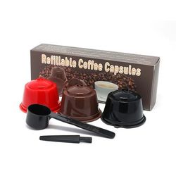 TEMU 3-pack Reusable Coffee Pods For Machines, Plastic Refillable Coffee Filters With Spoon, Compatible With Genio, Piccolo, Mini Me, And Models