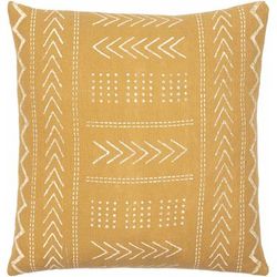 Kestel 18" Square Pillow Moroccan Plush Cotton Beige/Mustard Lumbar Pillow - Boutique Rugs