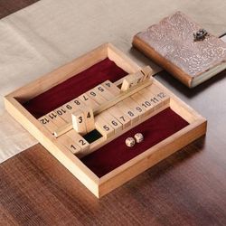 Shut the Box,'Beech Wood Shut the Box Game Set Handcrafted in India'