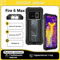 Global Version DOOGEE Fire 6 Max 5G Rugged Phone Dimensity 7050 6.72" 8GB+256GB 20800mAh Battery Night PhotographySmartphone