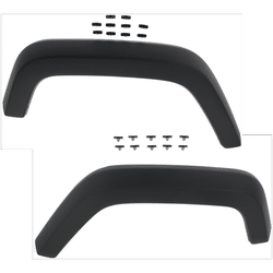 Replacement Fender Flares Plastic Textured Black, Rear, Driver & Passenger Side, 1-year unlimited-mileage warranty SET-REPJ553907Q
