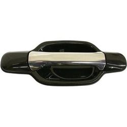 Replacement Exterior Door Handle Chrome Lever with Smooth Black Bezel, Rear, Passenger Side, 1-year unlimited-mileage warranty C491377