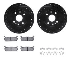 R1 Concepts Brake Disc & Pad Kit eLINE Black Rotors with Optimum OEp Pads Series, Rear, 1 Year Limited Warranty WHUH1-54005