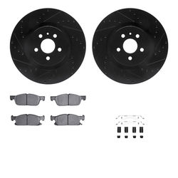 R1 Concepts Brake Disc & Pad Kit eLINE Black Rotors with Optimum OEp Pads Series, Front, 1 Year Limited Warranty WHUH1-55002
