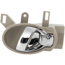 Replacement Interior Door Handle Gray bezel with chrome lever, Front, Driver Side, 1-year unlimited-mileage warranty REPN462390