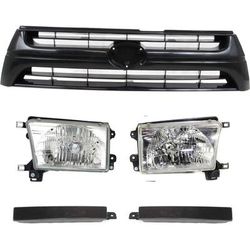 Replacement Grille Assembly Plastic Textured Black & Extension, Driver Passenger Side, KIT-111116-55