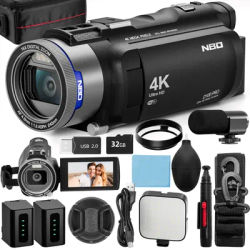 NBD 4K HD&48MP Camcorder Video Camera With Wi-Fi & App Control,Video Recorder with 3X Battery Life, 16X Zoom, 270° IPS Screen