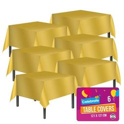 TEMU 6 Golden Plastic Table Covers Square Tablecloth Disposable Wipe Cloth