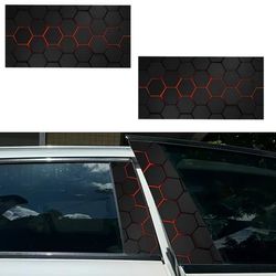 TEMU 2pcs Themed B Pillar Car Decals, Vinyl With Semi-matte , Easy To Apply - Ideal For Glass & Metal Surfaces, Futuristic Hexagonal Pattern With Accents