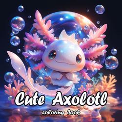 TEMU Cute Axolotl Coloring Book - 20 Pages Of Thick Paper, Whimsical Underwater Scenes, Ideal For And Fun Crafting - Perfect Birthday Or Party Gift, Underwater Theme