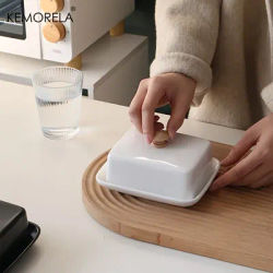 KEMORELA plat à beurre en céramique avec couvercle boîte de rangement rectangulaire scellable pour fromage haut de gamme et élégant pour la cuisine et le Restaurant ome