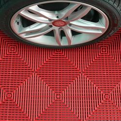 Swisstrax Racing Red Ribtrax Pro Garage Floor Tiles (6 Pack)