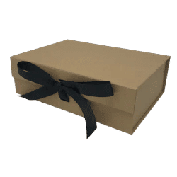 Wholesale A4 Size Natural Kraft Folding Magnetic Gift Box with Changeable Ribbon