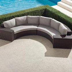 Pasadena II 4-pc. Modular Sofa Set in Bronze Wicker - Standard, Restored Seaglass - Frontgate